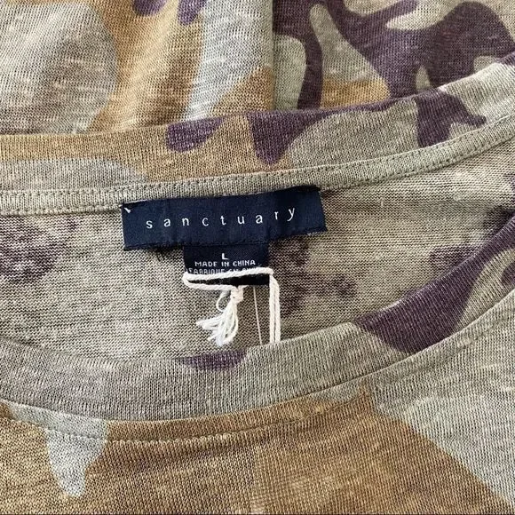 ✨ SANCTUARY✨Carlee Camo Long Sleeve Linen Tee🌼 - Picture 4 of 6